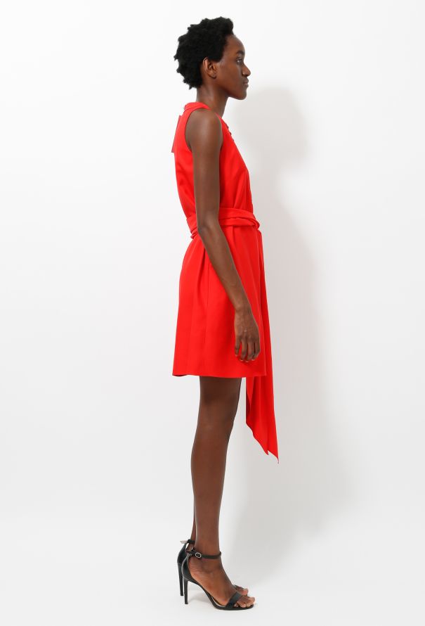 Azzaro Orange Silk Belted Rhinestone Dress - 3