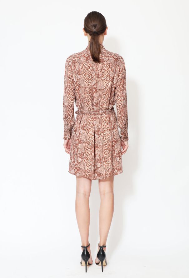 Saint Laurent 2016 Snake Print Belted Crêpe Dress - 3