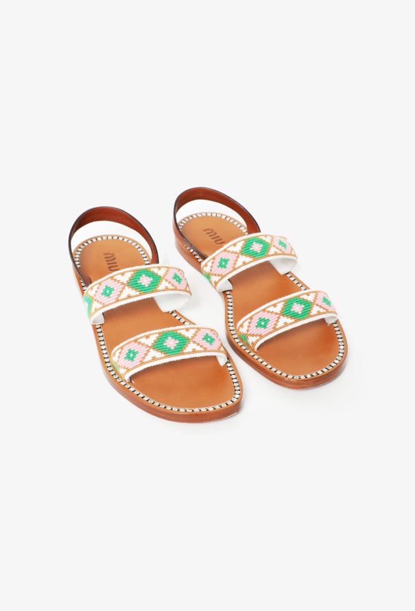Miu Miu Aztec Strass Framed Sandals - 2