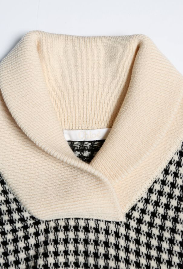 Chloé Houndstooth Ribbed Trim Sweater - 5