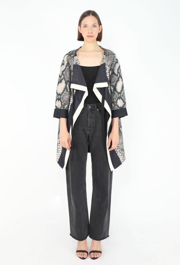Prada 2009 Snake Print Belted Silk Jacket - 3