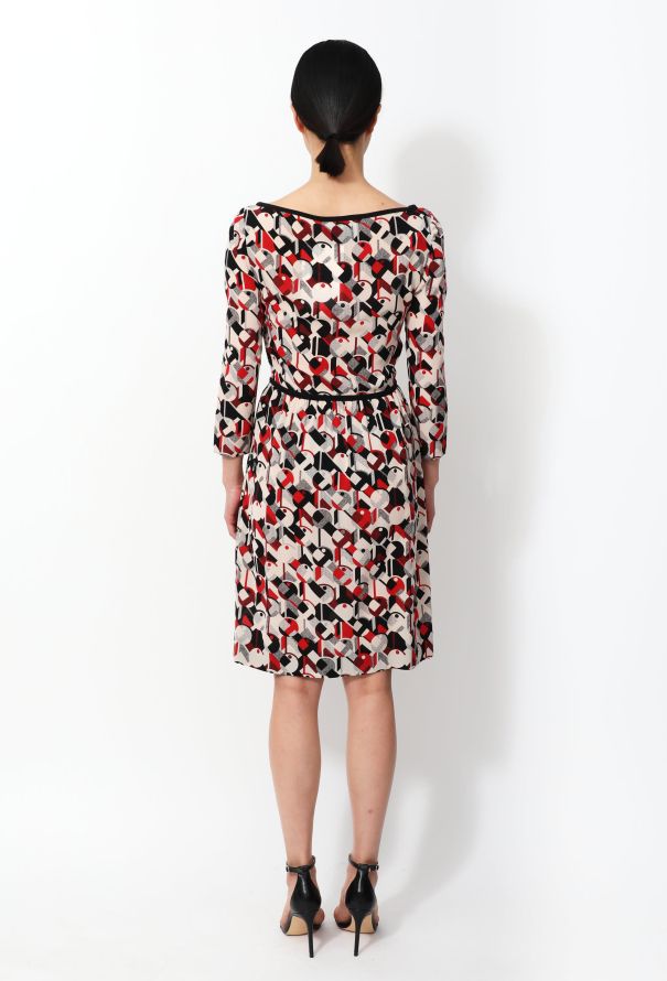 Prada Geometric Print Silk Dress - 3