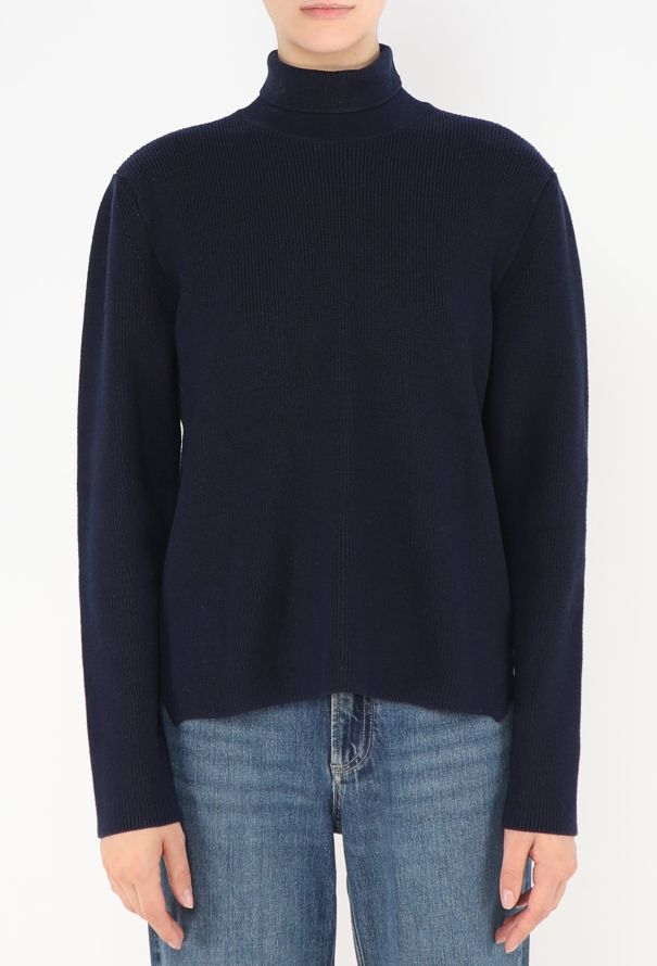 Céline Navy Turtleneck Zip Sweater - 3
