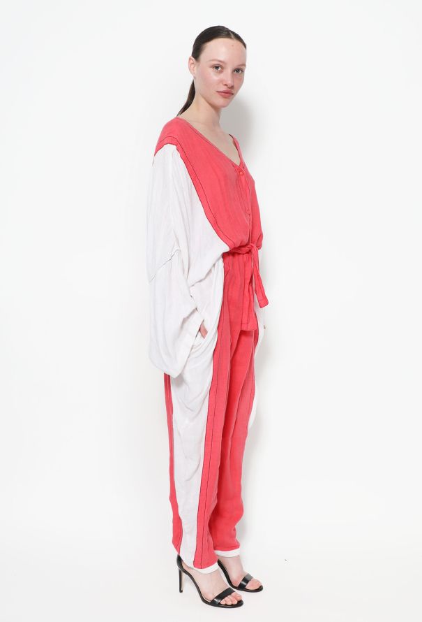 Thierry Mugler 80s Bicolor Linen Jumpsuit - 3