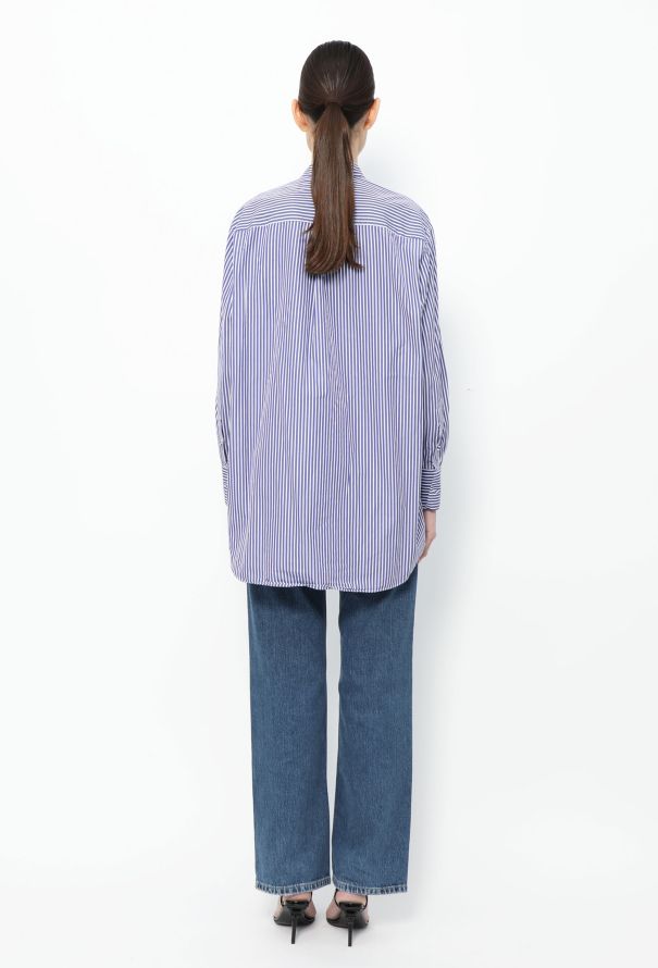 Valentino Collarless Striped Cotton Tunic - 5