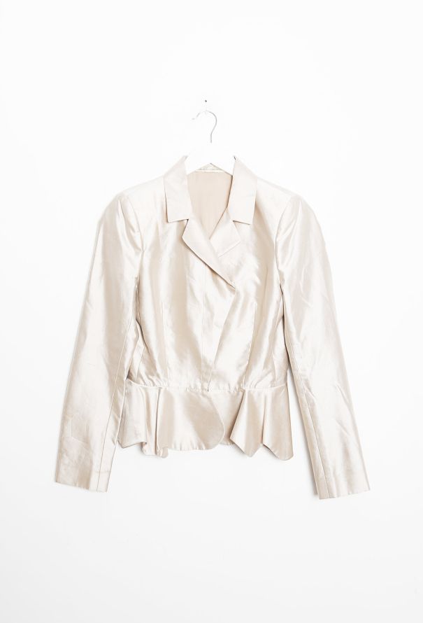 Balenciaga 2010 Champagne Silk Zip Jacket - 7