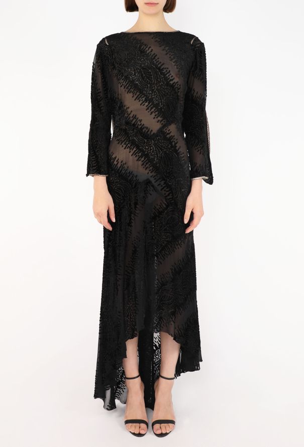 Silk Velvet Devoré Dress, 1930s - 3