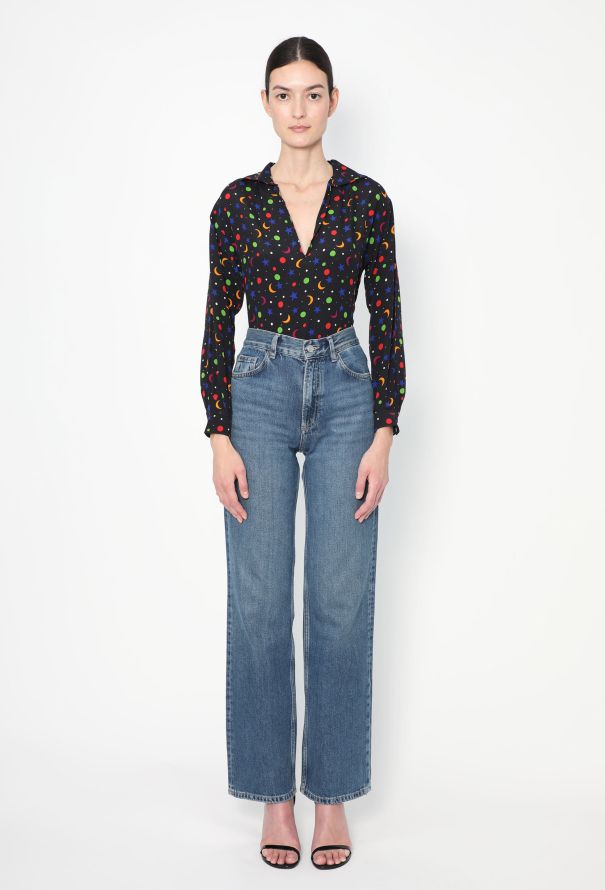Saint Laurent S/S 1979 Cosmic Print Silk Blouse - 4