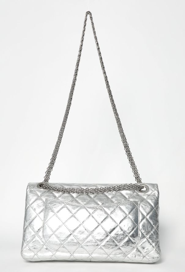 Chanel Silver Metallic 2.55 Maxi Flap Bag - 5