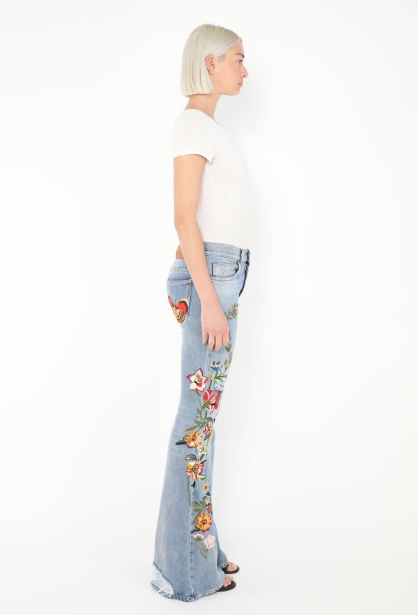 Gucci Pre-Fall 2016 Embroidered Flared Jeans - 5