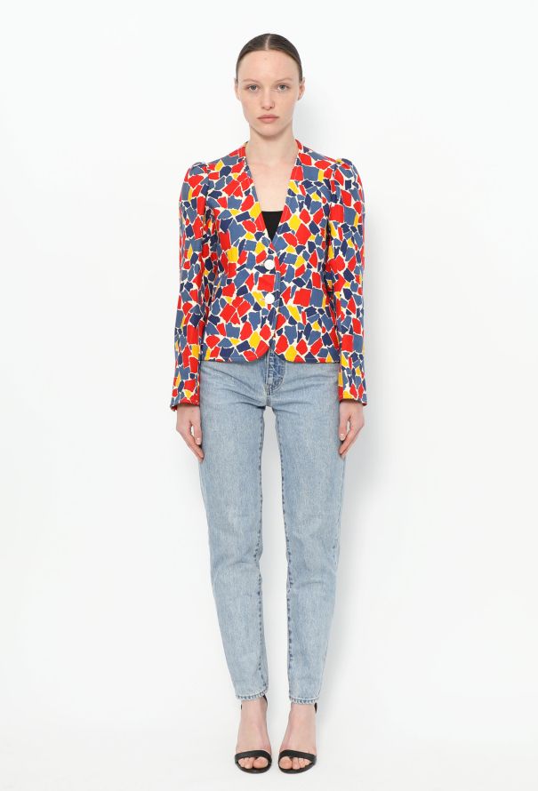 Saint Laurent RARE S/S 1982 Geometric Print Jacket - 3