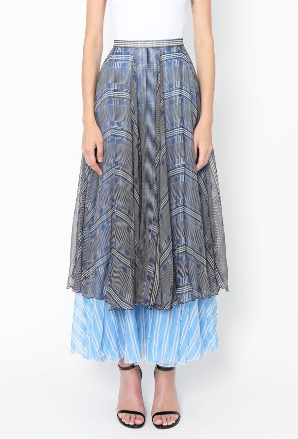 Louis Vuitton S/S 2024 Layered Plaid Chiffon Skirt - 5