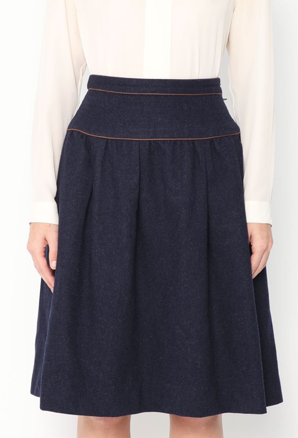 Saint Laurent '70s Piped Trim Felted Skirt - 3