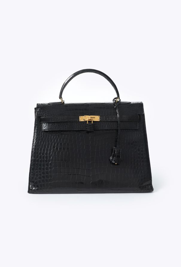 Hermès Rare 1970  Black Porosus Kelly Sellier 35 - 1