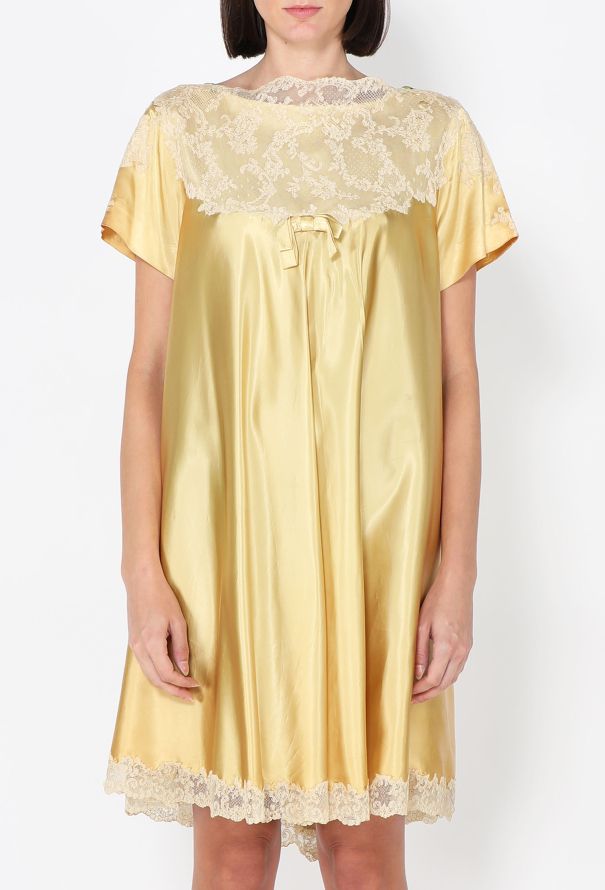 Satin Lace Trim Dress, 1960s - 4