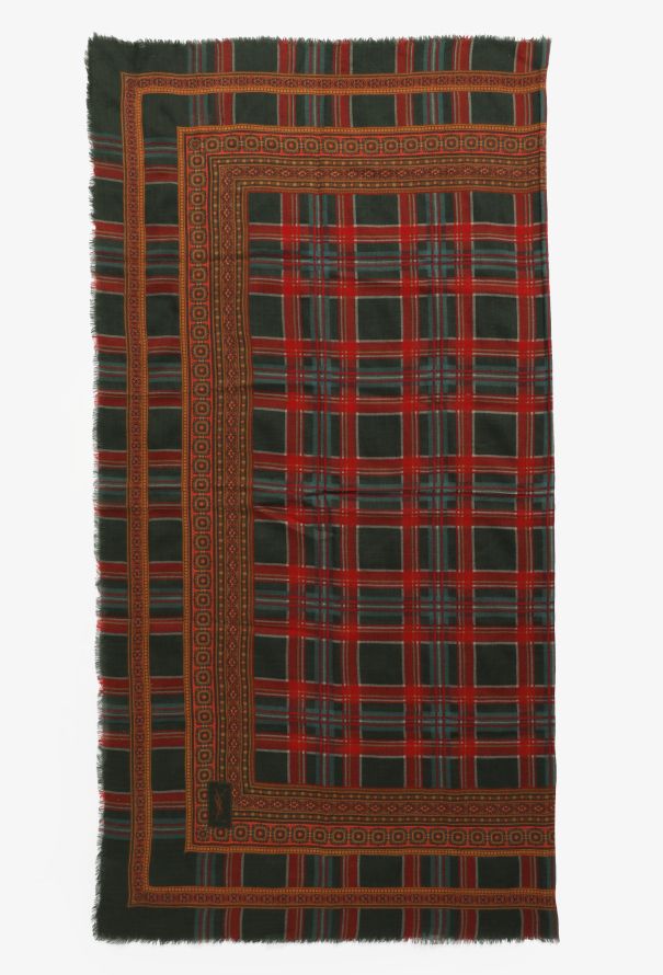 Saint Laurent Vintage Checkered Wool & Silk Scarf - 2