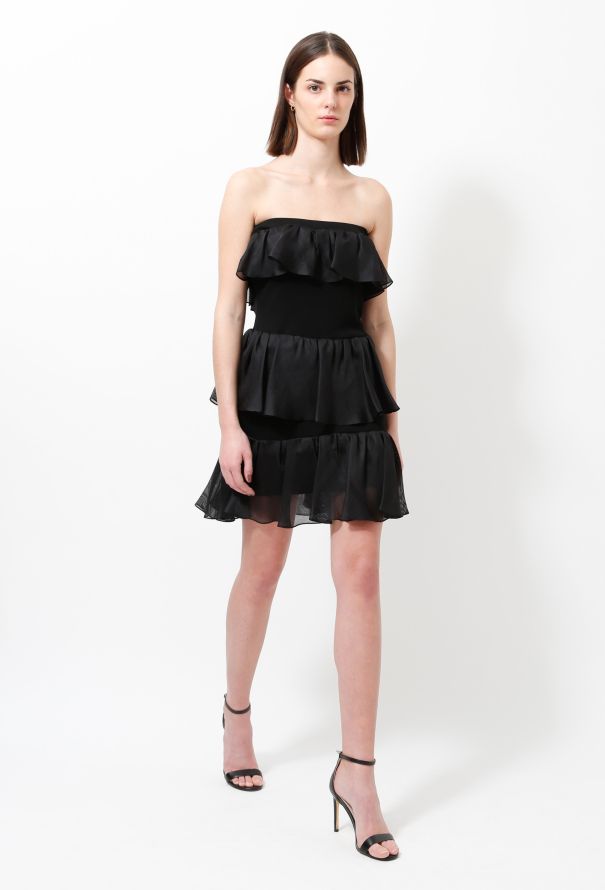 Saint Laurent 70s Ruffled Bustier Dress - 3