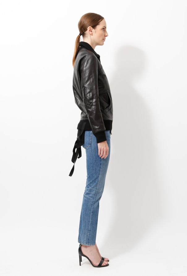 Helmut Lang 2003 Leather Flap Back Bomber - 4