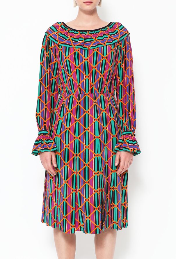 Saint Laurent Vintage Harlequin Silk Dress - 2