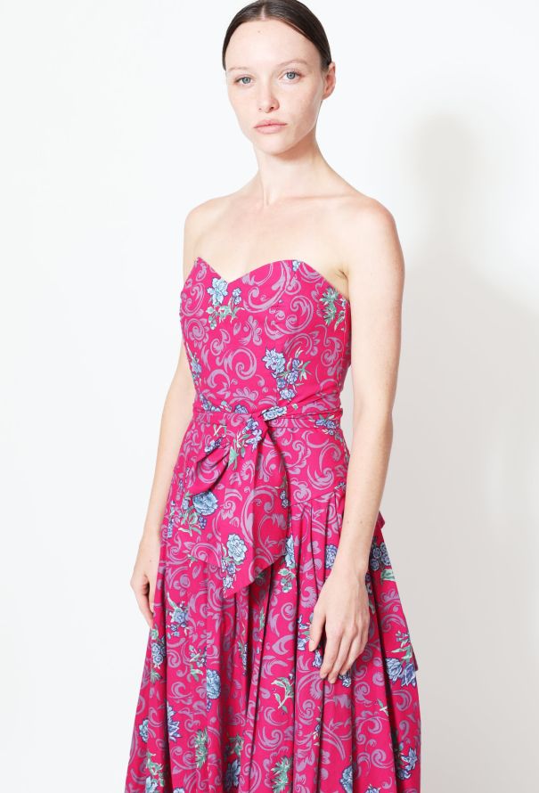 Laura Ashley '80s Floral Belted Cotton Bustier Dress - 4