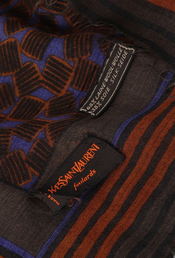 Saint Laurent Late '70s Frayed Graphic Scarf - 7