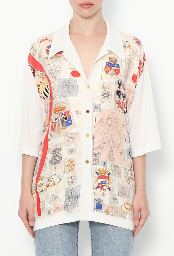Hermès Vintage 'Numbers and Monograms' Silk Top - 1