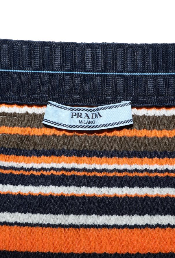 Prada Striped Ribbed Logo Skirt - 6