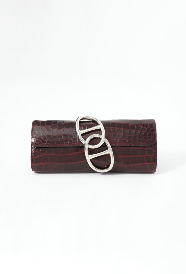 Hermès Bordeaux Crocodile Niloticus Egée Clutch - 1