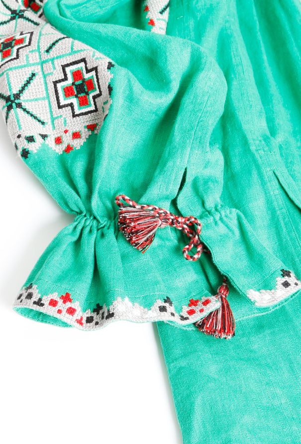 Vita Kin Embroidered Linen Tassel Tunic – Green - 5