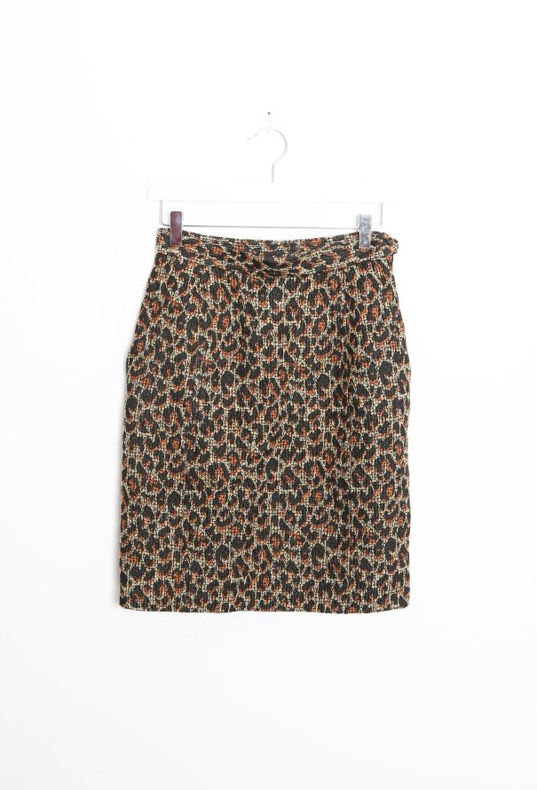 Saint Laurent 90s Leopard Print Skirt - 5