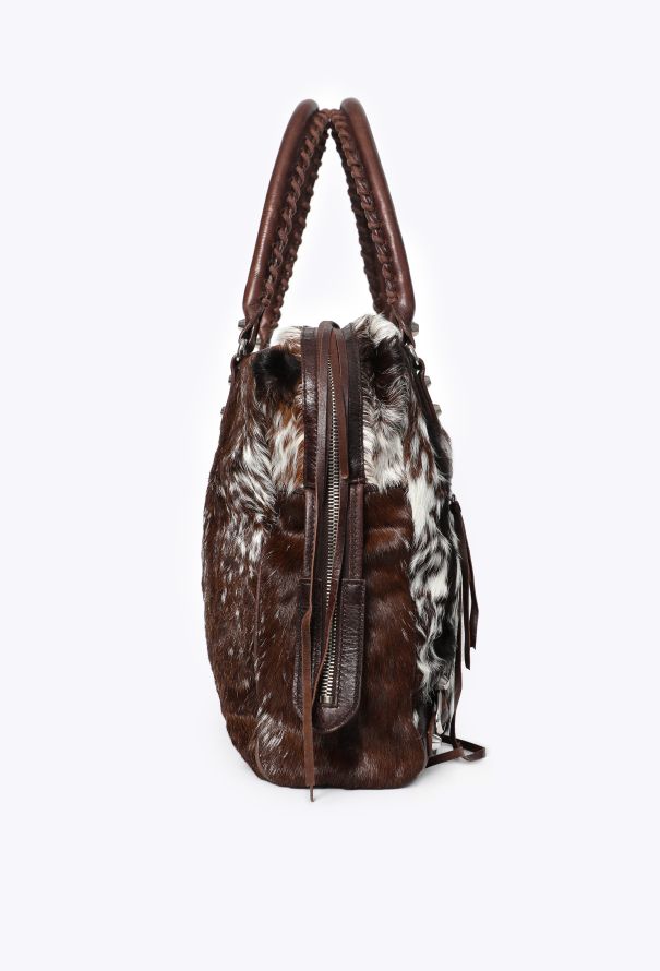 Balenciaga Motocross Pony Hair Bowling Bag - 3