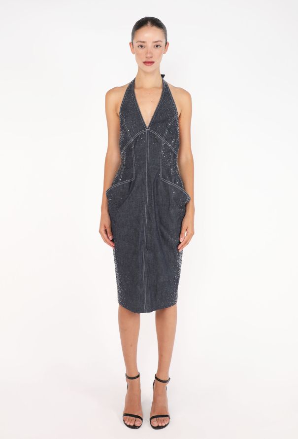 Thierry Mugler Sequin Open-Back Denim Dress, S/S 1999 - 3