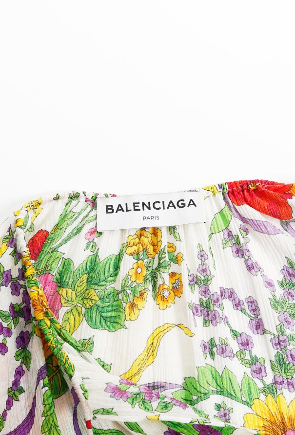 Balenciaga 2017 Floral Silk Peasant Blouse - 4