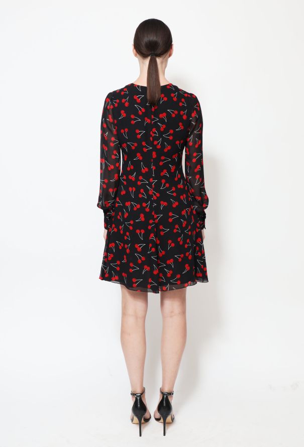 Saint Laurent S/S 2015 Cherry Silk Dress - 4