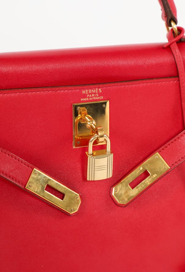 Hermès Vintage Rouge Vif  Gulliver Kelly Retourné 28 - 12