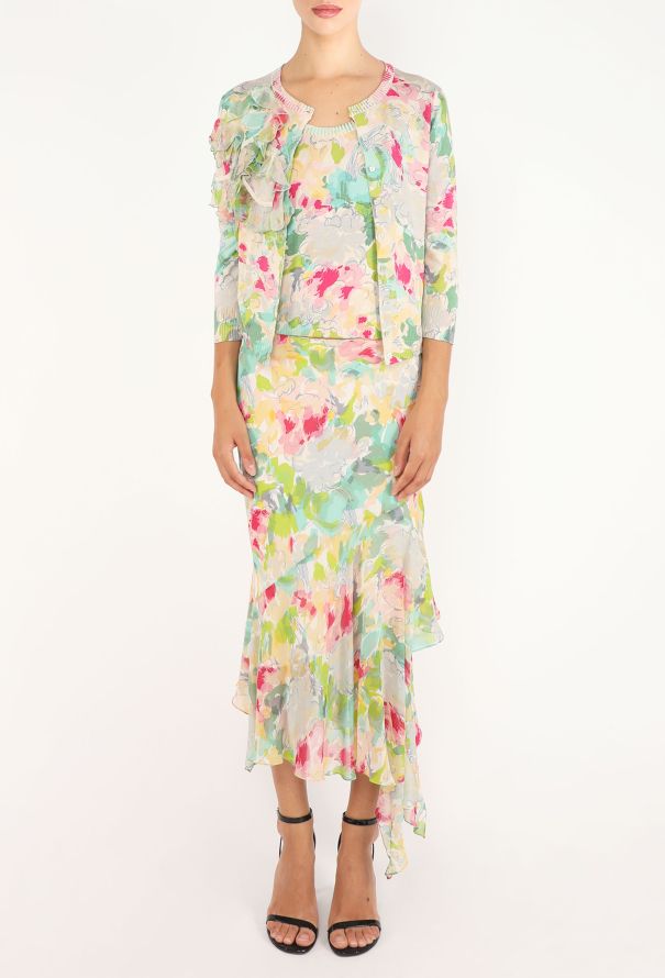John Galliano Floral 3-Piece Chiffon Ensemble, 2005 - 6