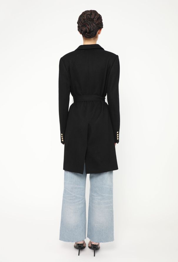 Balmain Notched Cashmere Belted Coat - 6