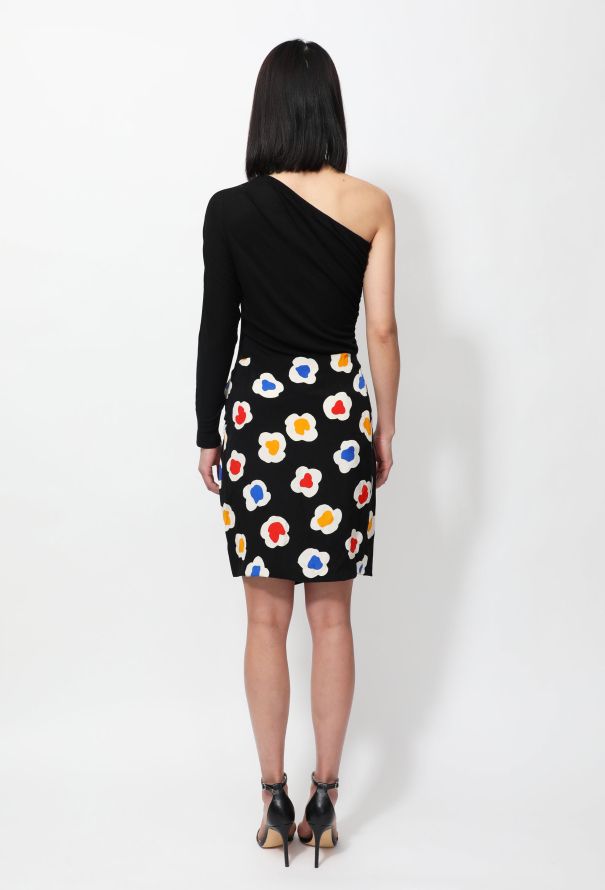 Exquisite Vintage 80s Geoffrey Beene One Shoulder Floral Dress - 4