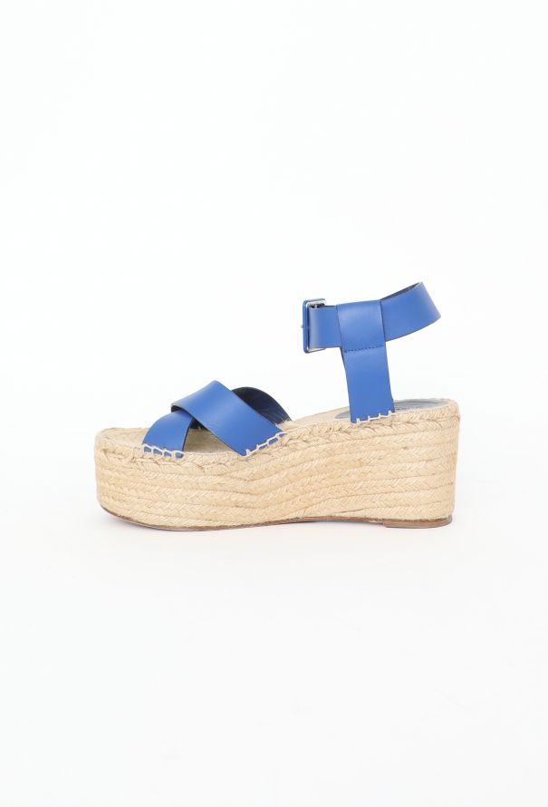 Céline Platform Blue Leather Espadrilles - 4