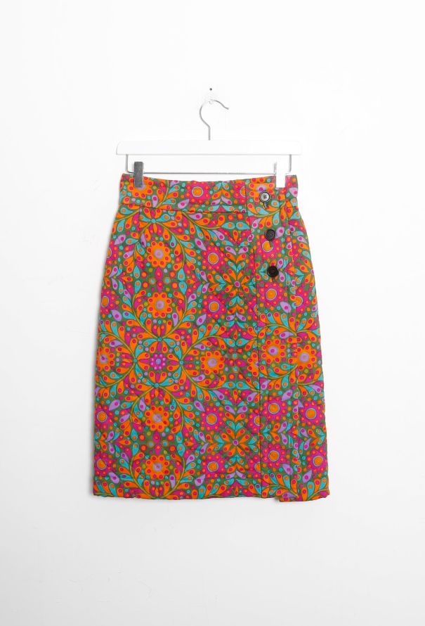 Saint Laurent Vintage Floral Quilted Wrap Skirt - 7