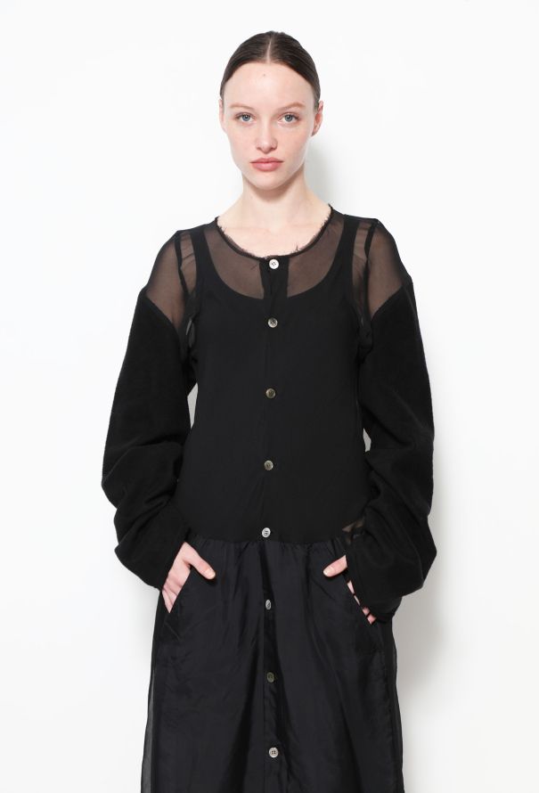 Comme des Garçons 1992 Buttoned Up Semi Sheer Dress - 2