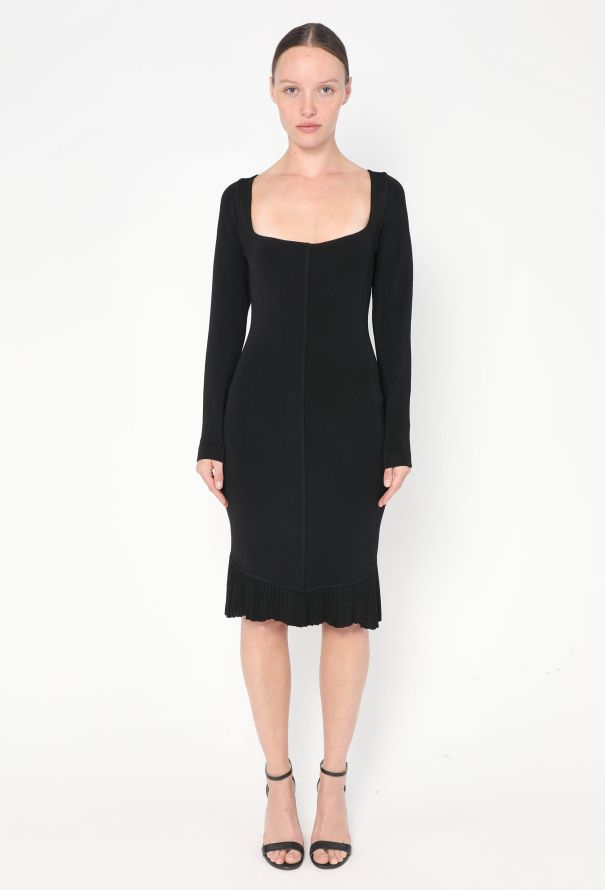 Alaïa S/S 1990 Bodycon Pleated Hem Dress - 1
