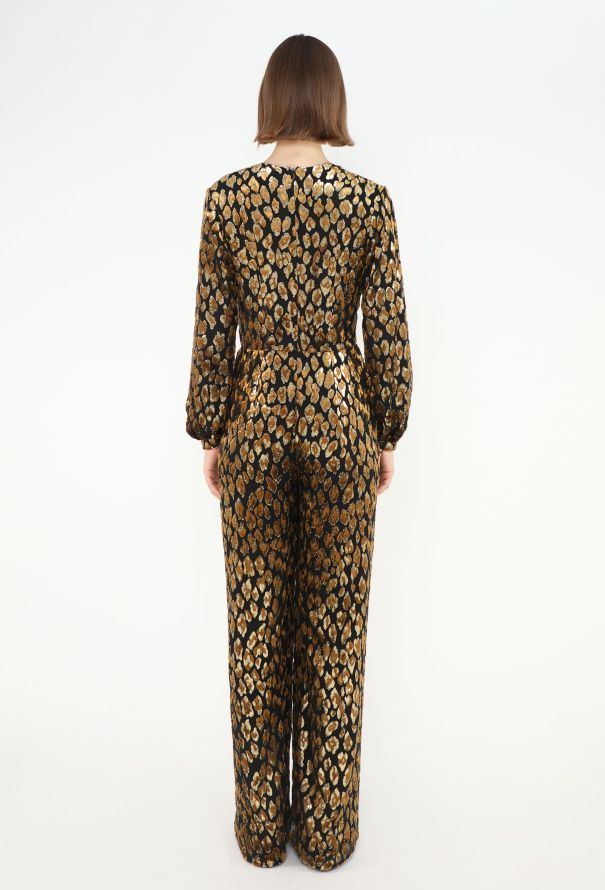 Valentino 2019 Brocade Leopard Chiffon Jumpsuit - 5