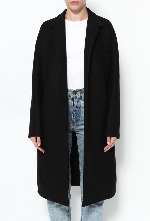 The Row Timeless Wool Crombie Coat Black - 2