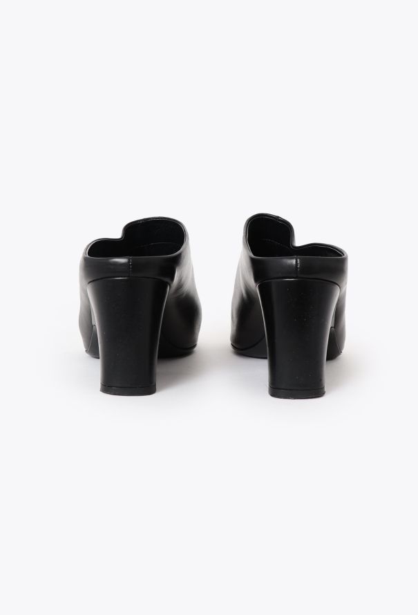 Céline Sculpted Heel Leather Mules - 4