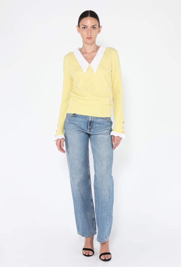 Chanel Lace Trim Cashmere Sweater, Pre-Fall 2024 - 5