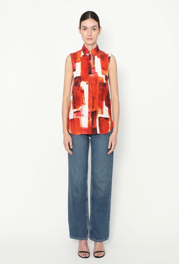Céline S/S 2014 Printed Silk Blouse - 4