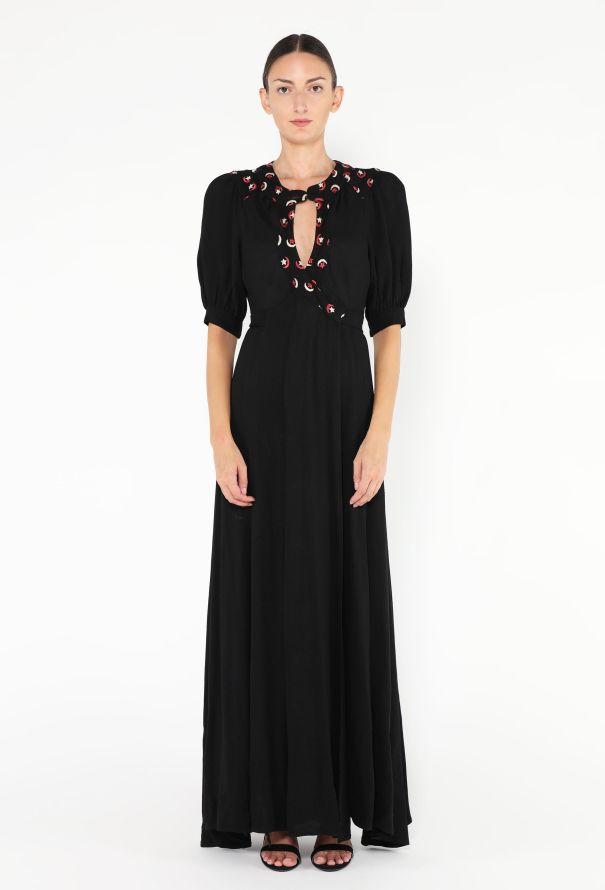 Ossie Clark RARE 1970 'Moon & Stars' Keyhole Gown - 1
