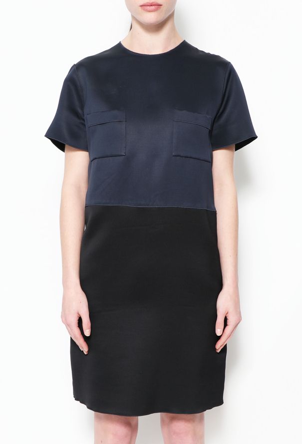 Céline Navy & Black Silk Shift Dress with Double Pockets – 2010 - 2