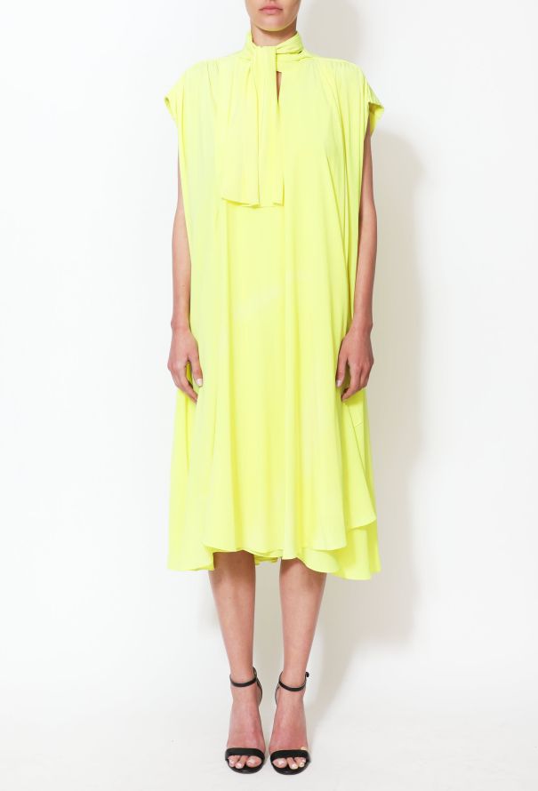 Balenciaga Pre-Fall 2016 Neon Lavallière Tunic Dress - 3